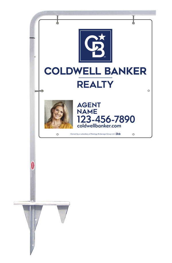 Tubular Stake and Agent Photo Sign Panel Unit, 25h x 24w, Poly