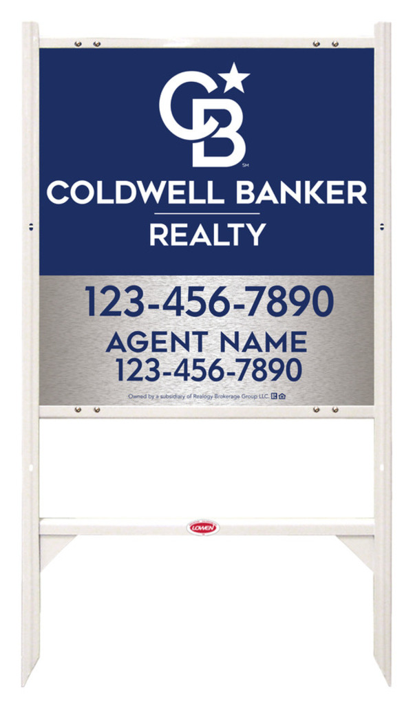 Angle Iron Frame and Agent Sign Panel Unit, 25h x 24w, Brushed Aluminum Composite