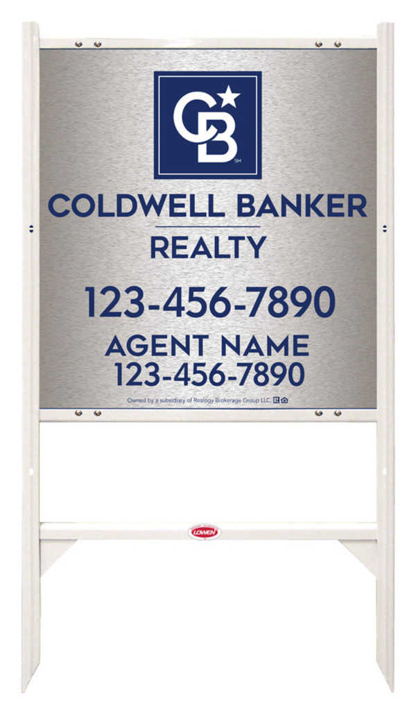 Angle Iron Frame and Agent Sign Panel Unit, 25h x 24w, Brushed Aluminum Composite