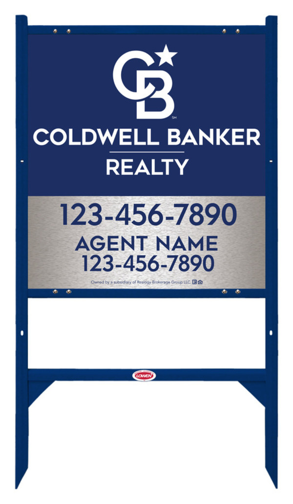 Angle Iron Frame and Agent Sign Panel Unit, 25h x 24w, Brushed Aluminum Composite