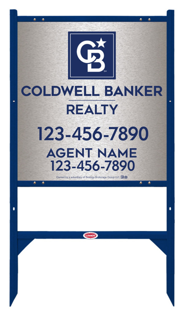 Angle Iron Frame and Agent Sign Panel Unit, 25h x 24w, Brushed Aluminum Composite