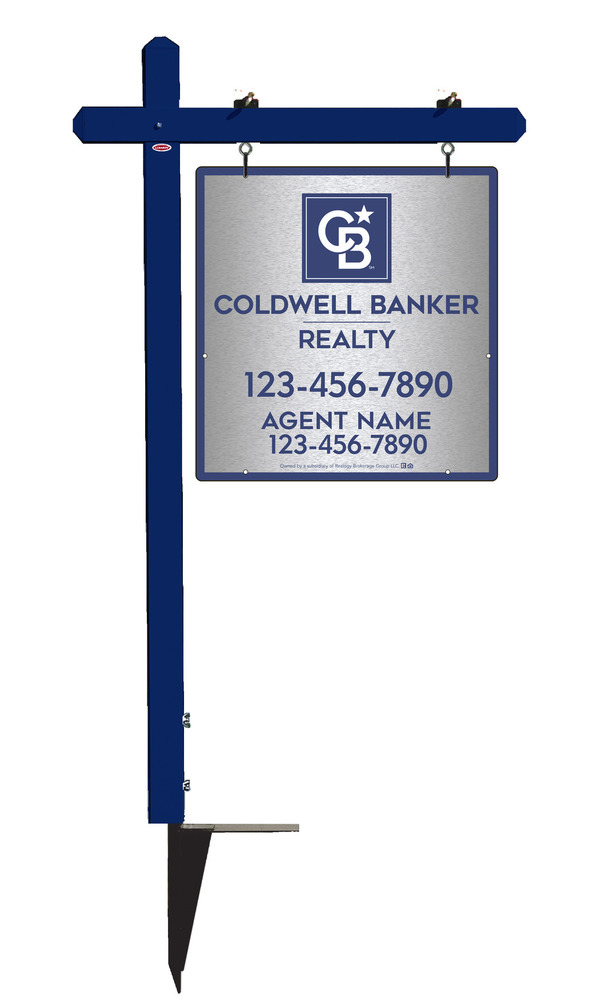 Sign Post and Agent Sign Panel Unit, 25h x 24w, Brushed Aluminum Composite
