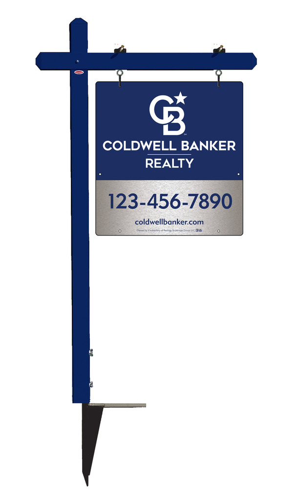 Sign Post and Office Sign Panel Unit, 25h x 24w, Brushed Aluminum Composite