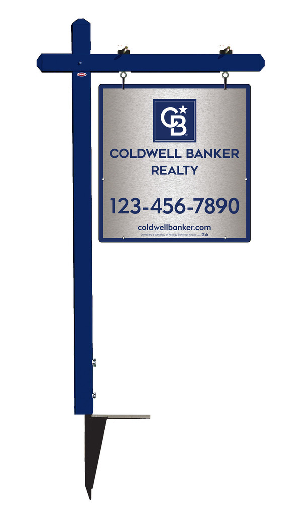 Sign Post and Office Sign Panel Unit, 25h x 24w, Brushed Aluminum Composite