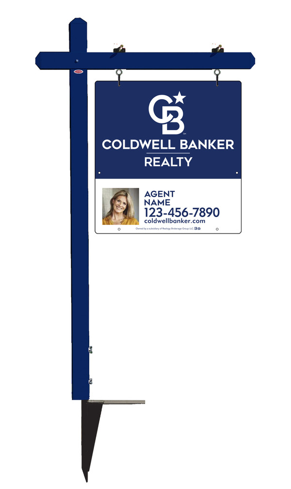 Sign Post and Agent Photo Sign Panel Unit, 25h x 24w, Poly