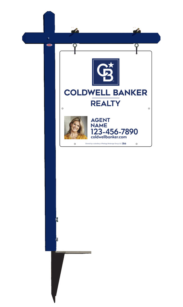 Sign Post and Agent Photo Sign Panel Unit, 25h x 24w, Poly