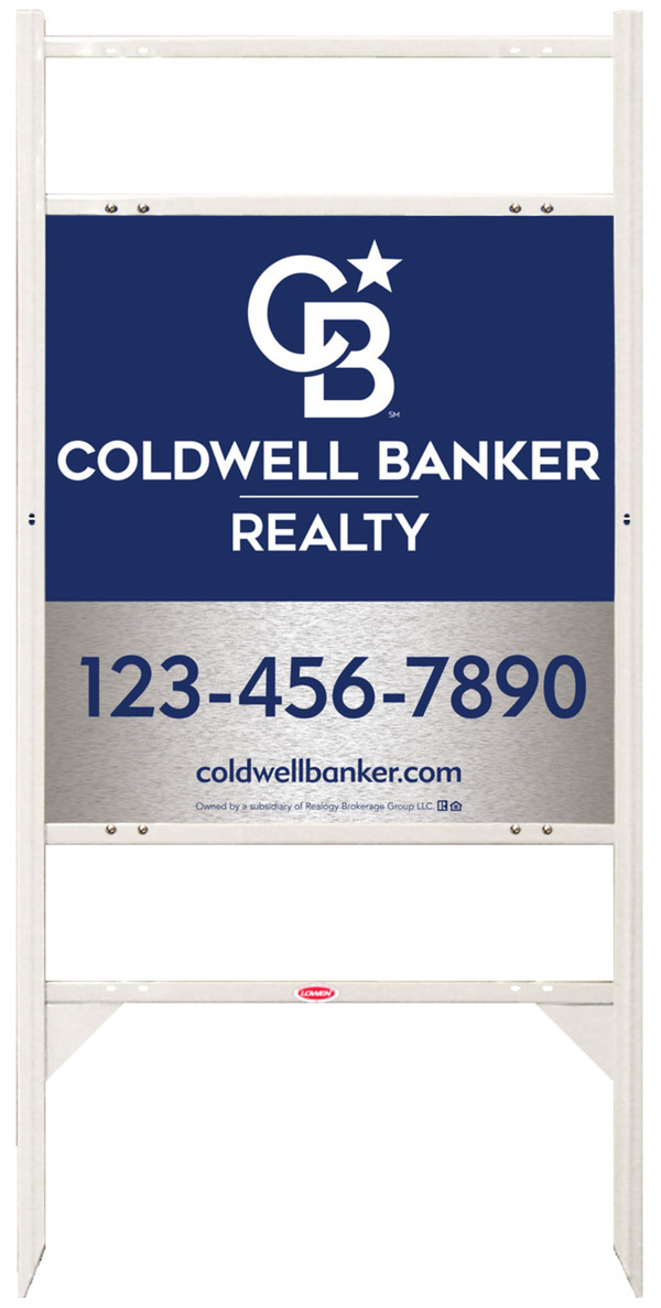 Angle Iron Frame w 2 Rider Inserts and Office Sign Panel Unit, 25h x 24w, Brushed Aluminum Composite