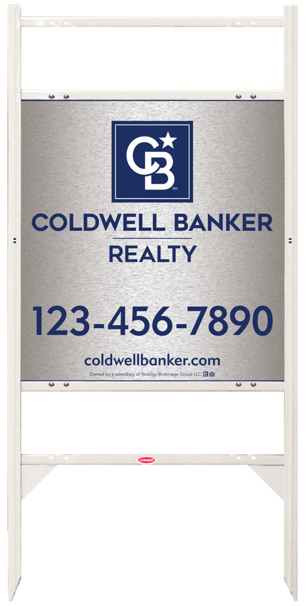 Angle Iron Frame w 2 Rider Inserts and Office Sign Panel Unit, 25h x 24w, Brushed Aluminum Composite