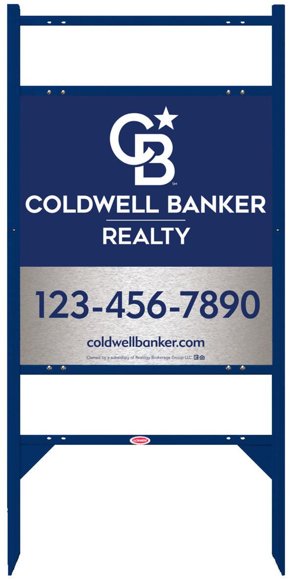 Angle Iron Frame w 2 Rider Inserts and Office Sign Panel Unit, 25h x 24w, Brushed Aluminum Composite