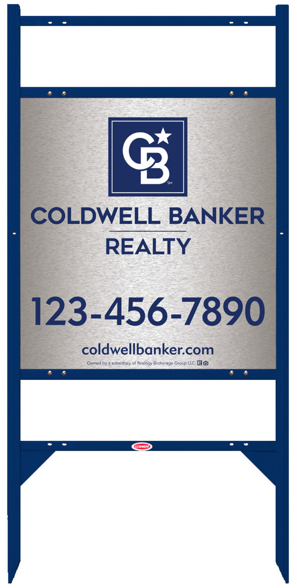 Angle Iron Frame w 2 Rider Inserts and Office Sign Panel Unit, 25h x 24w, Brushed Aluminum Composite