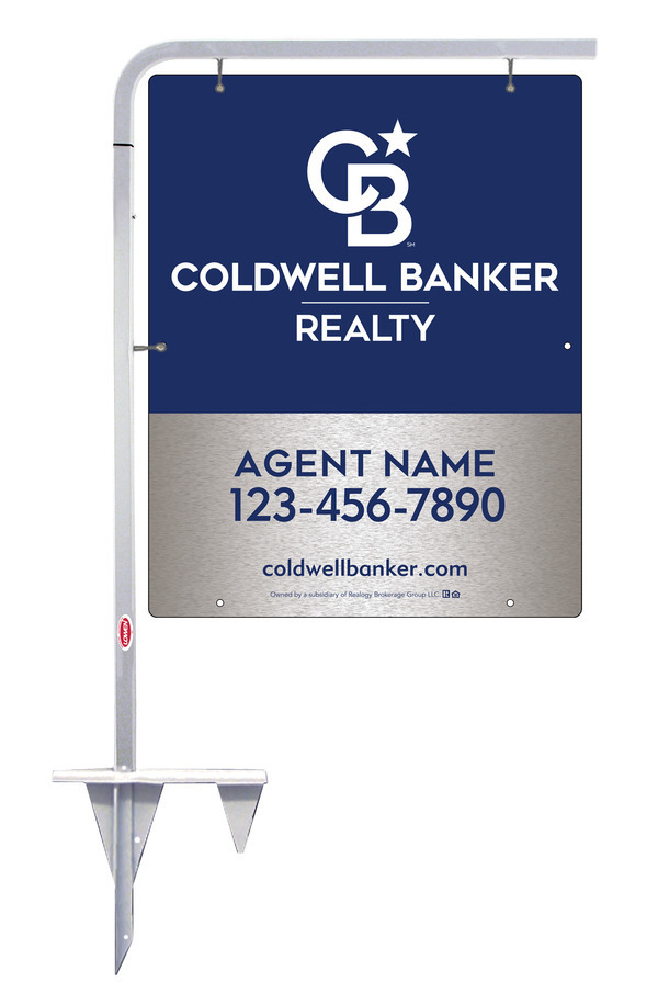 Tubular Stake and Agent Sign Panel Unit, 30h x 24w, Brushed Aluminum Composite
