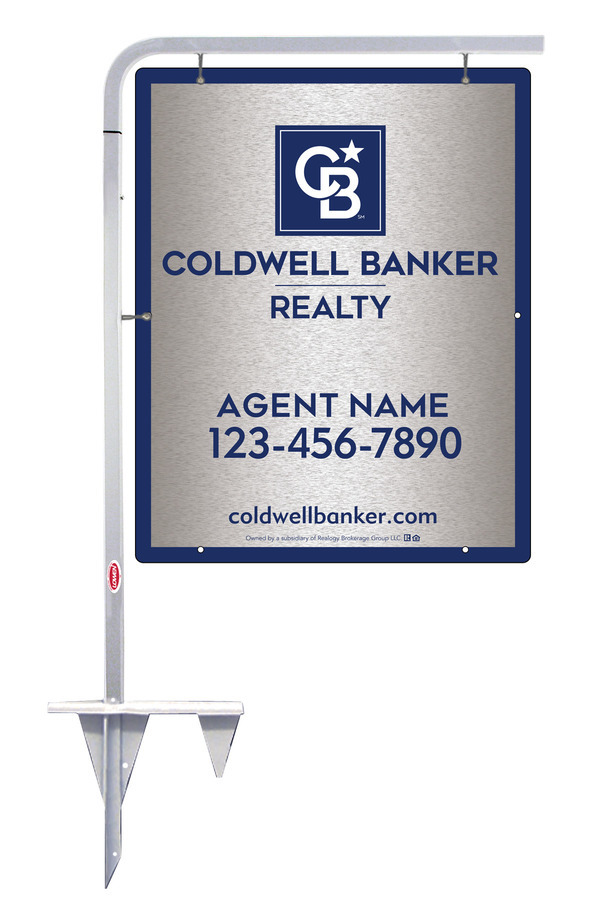 Tubular Stake and Agent Sign Panel Unit, 30h x 24w, Brushed Aluminum Composite