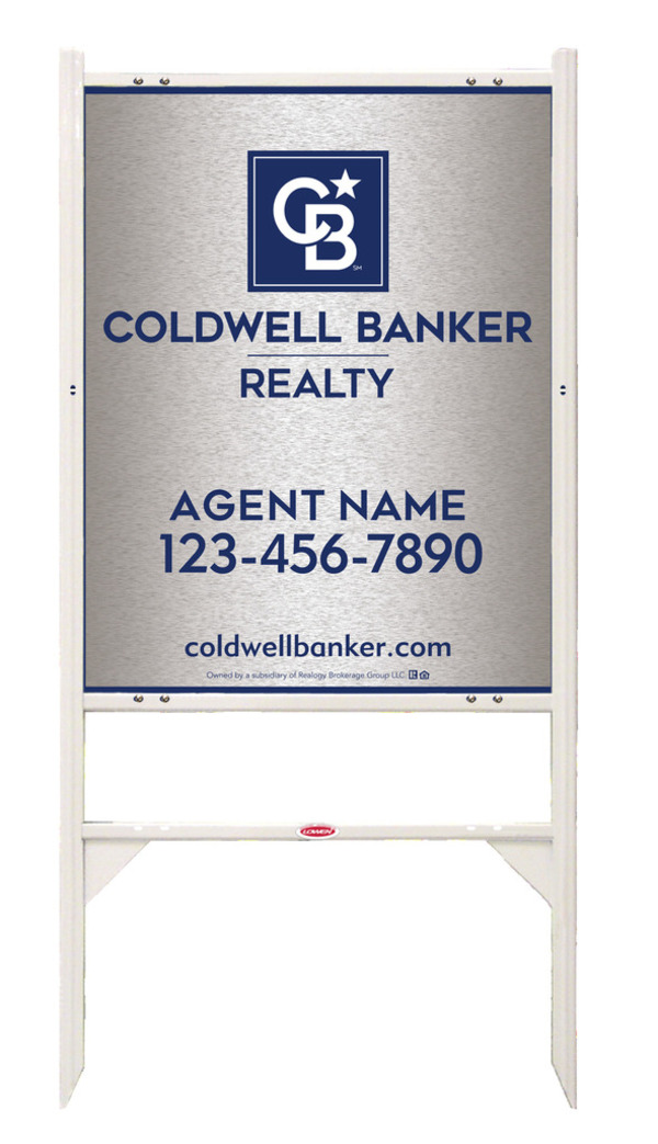 Angle Iron Frame and Agent Sign Panel Unit, 30h x 24w, Brushed Aluminum Composite