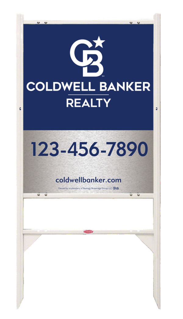 Angle Iron Frame and Office Sign Panel Unit, 30h x 24w, Brushed Aluminum Composite