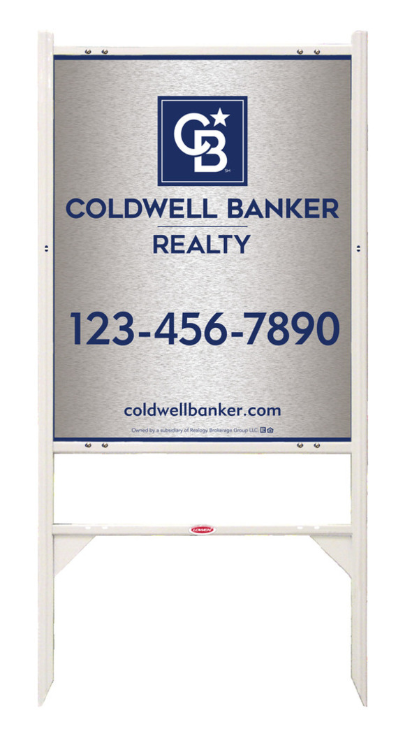 Angle Iron Frame and Office Sign Panel Unit, 30h x 24w, Brushed Aluminum Composite