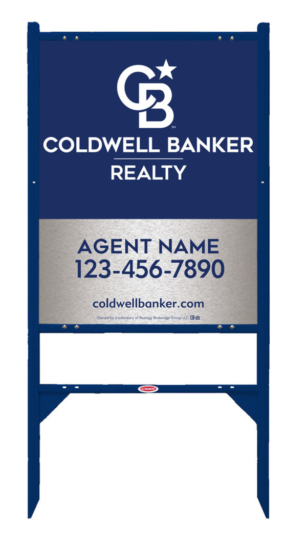 Angle Iron Frame and Agent Sign Panel Unit, 30h x 24w, Brushed Aluminum Composite