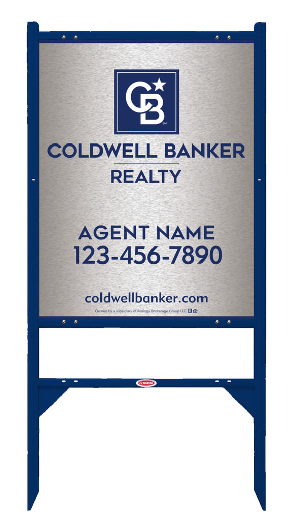 Angle Iron Frame and Agent Sign Panel Unit, 30h x 24w, Brushed Aluminum Composite