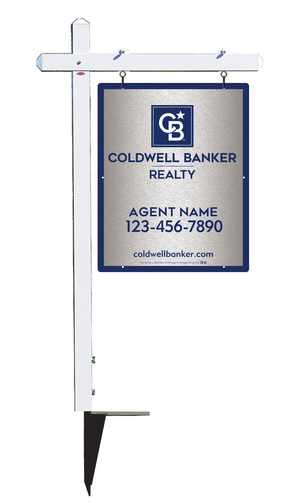 Sign Post and Agent Sign Panel Unit, 30h x 24w, Brushed Aluminum Composite