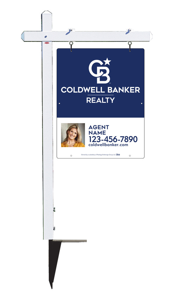 Sign Post and Agent Photo Sign Panel Unit, 30h x 24w, 3MM Aluminum Composite
