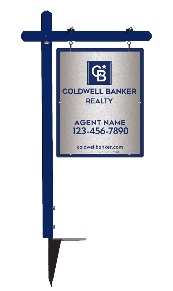 Sign Post and Agent Sign Panel Unit, 30h x 24w, Brushed Aluminum Composite