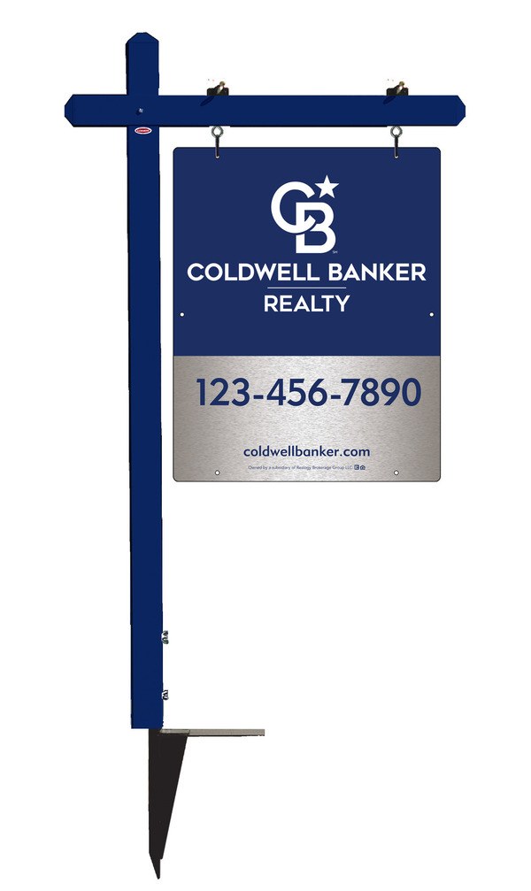 Sign Post and Office Sign Panel Unit, 30h x 24w, Brushed Aluminum Composite