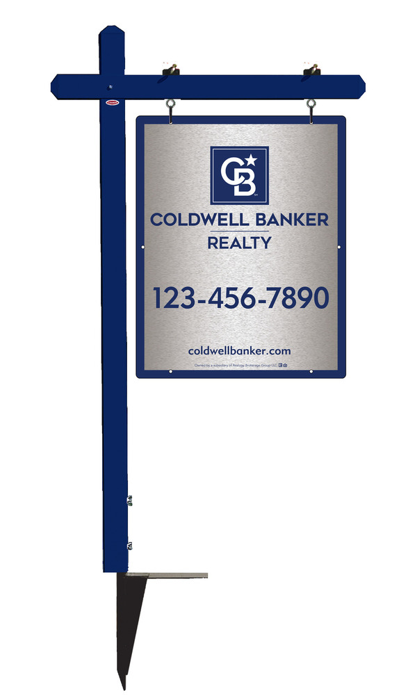 Sign Post and Office Sign Panel Unit, 30h x 24w, Brushed Aluminum Composite