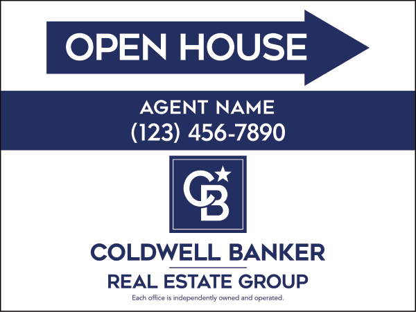 Directional Agent Open House Sign Panel, 18h x 24w, 4mm Corrugated