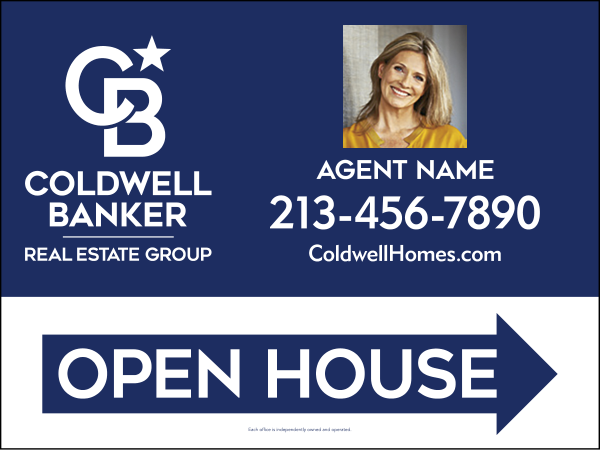 Directional Agent Photo Open House Sign Panel, 18h x 24w, 4mm Corrugated