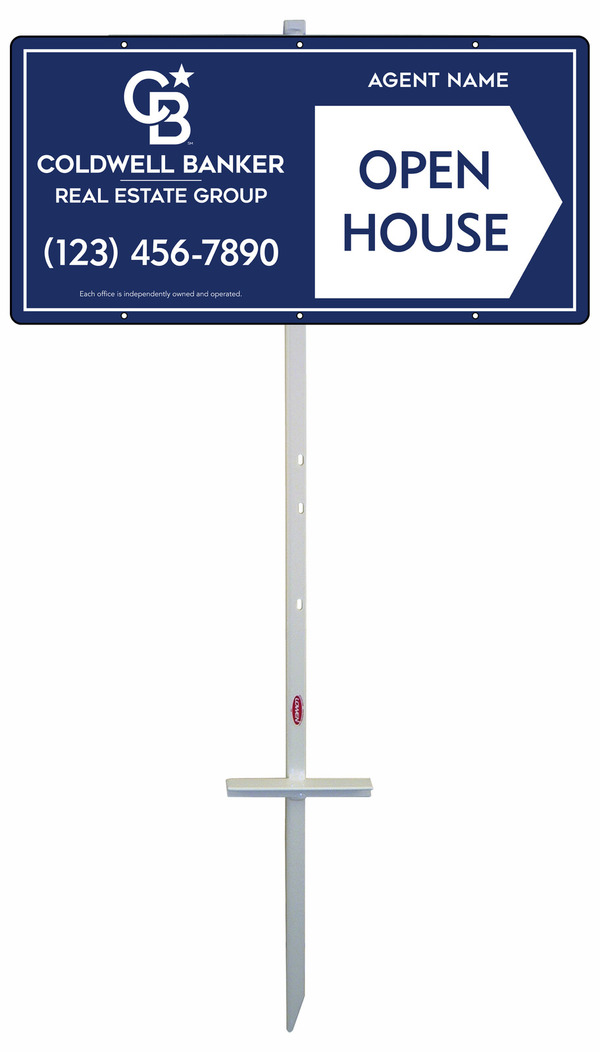 Open House T-Stake and Agent Panel Unit, 12h x 24w, Steel