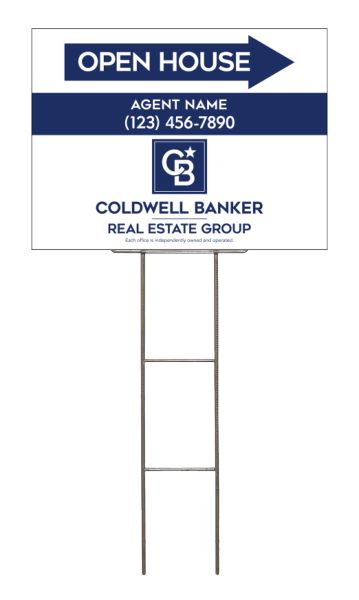 Wire H-Stake and Agent Open House Sign Panel Unit, 18h x 24w, 4mm Corrugated