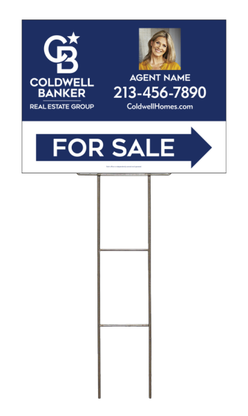 Wire H-Stake and Agent Photo For Sale Sign Panel Unit, 18h x 24w, 4mm Corrugated
