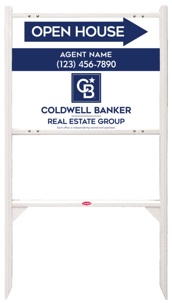 Angle Iron Frame and Agent Open House Sign Panel Unit, 18h x 24w, Steel