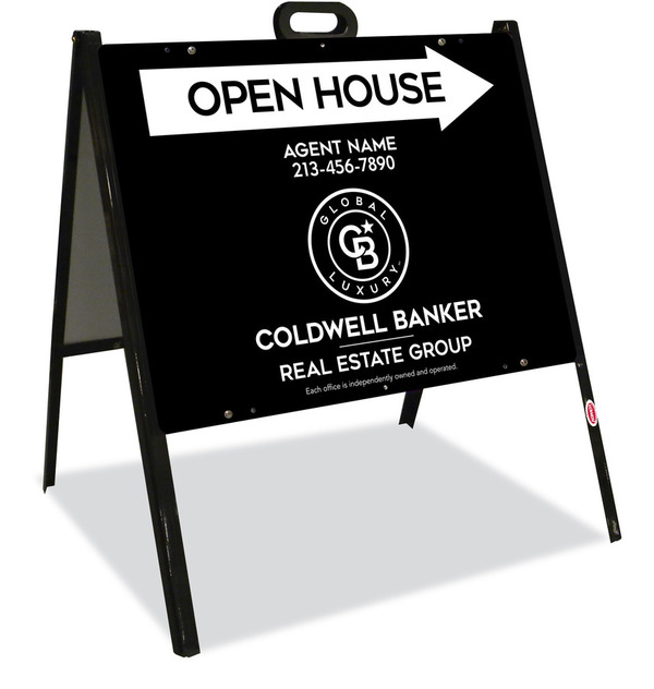 A-Frame and Agent Open House Sign Panel Unit, 18h x 24w, Steel