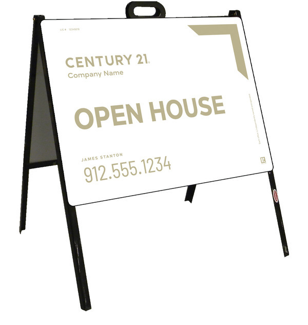Open House A-Frame and Sign Panel Unit, 18h x 24w, Steel