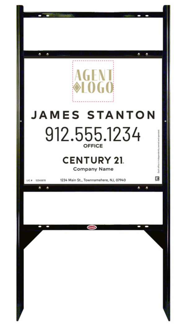 Angle Iron Frame with Two Rider Insets and Agent Logo Centric Sign Panel Unit, 22h x 24w