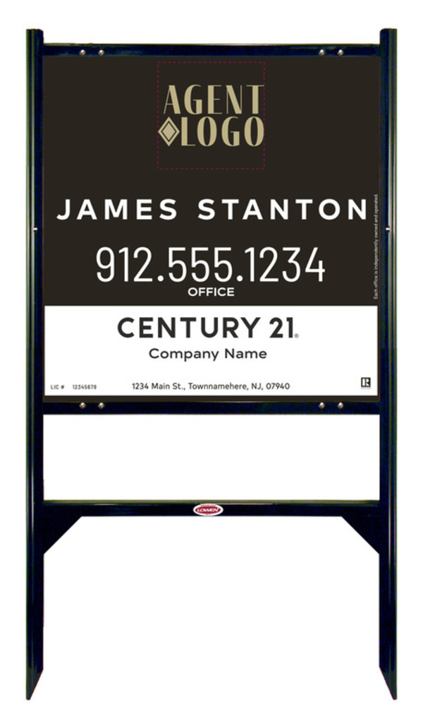 Angle Iron Frame and Agent Logo Centric Sign Panel Unit, 24h x 24w