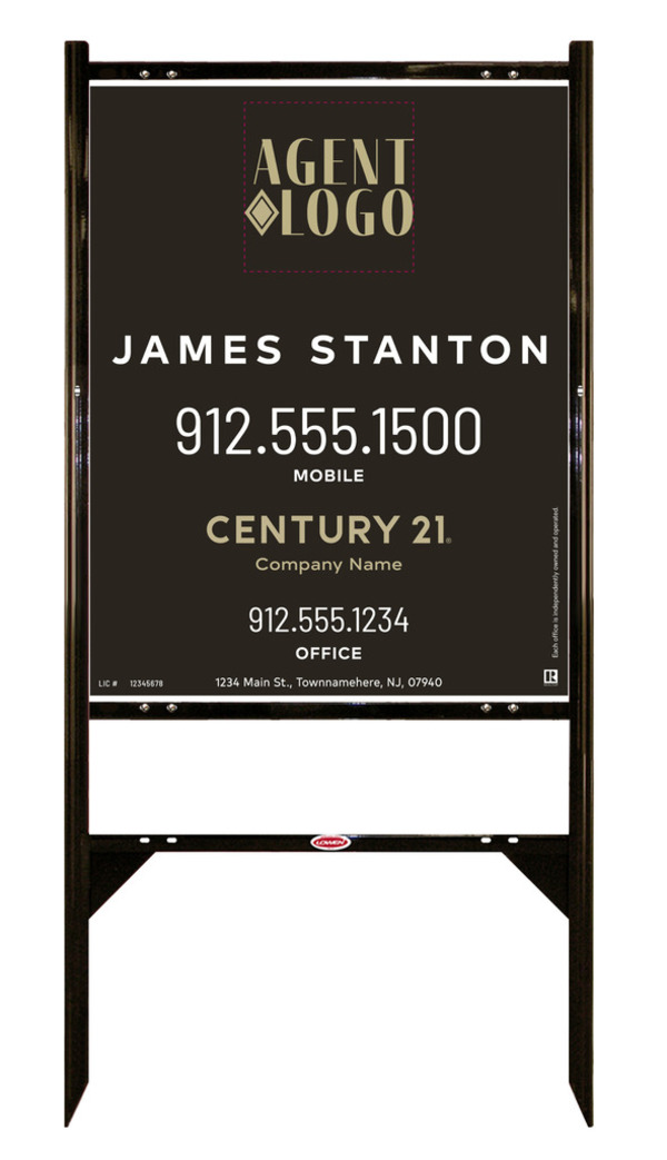Angle Iron Frame and Agent Logo Centric Sign Panel Unit, 30h x 24w