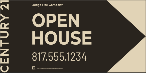 Directional OPEN HOUSE Sign Panel, Corrugated 4mm, 12h x 24w