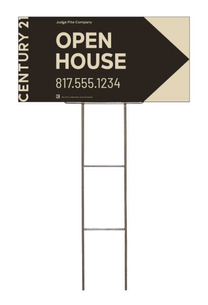 Wire H-Frame Stake and Open House Sign Panel Unit, 12h x 24w, 4mm corrugated plastic