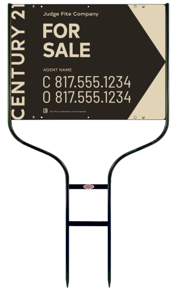Oklahoma - Round Rod Frame and Agent For Sale Sign Panel Unit, 18h x 24w, Steel