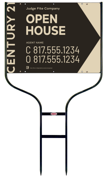 Oklahoma - Round Rod Frame and Agent Open House Sign Panel Unit, 18h x 24w, Steel