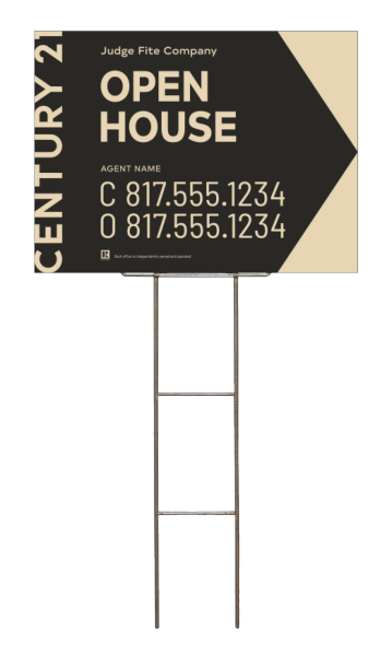 Oklahoma - Wire Stake and Sign Panel Unit, AGENT OPEN HOUSE, 18h x 24w, 4mm