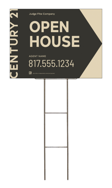 Wire Stake and Sign Panel Unit, AGENT OPEN HOUSE, 18h x 24w, 4mm