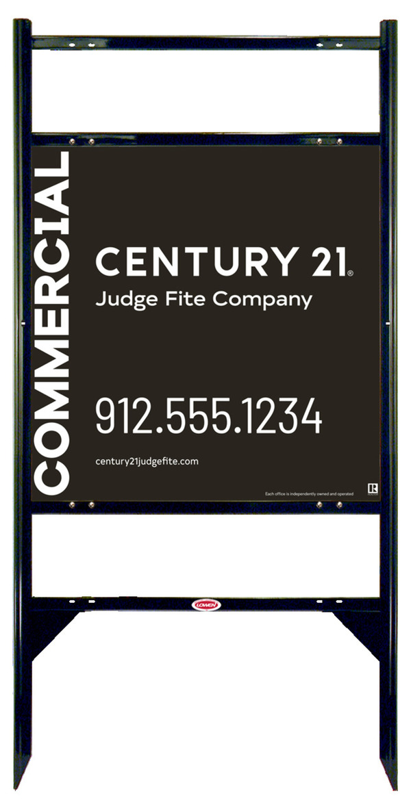 Angle Iron Frame with Two Rider Inserts and Reflective Office Sign Panel Unit, 24h x 24w