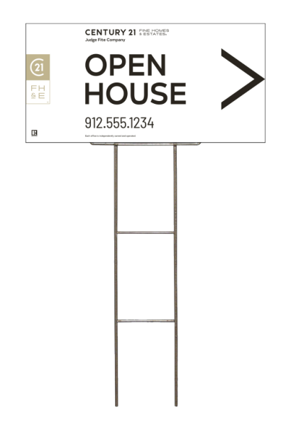 Wire H-Frame Stake and Open House Sign Panel Unit, 12h x 24w, 4mm corrugated plastic