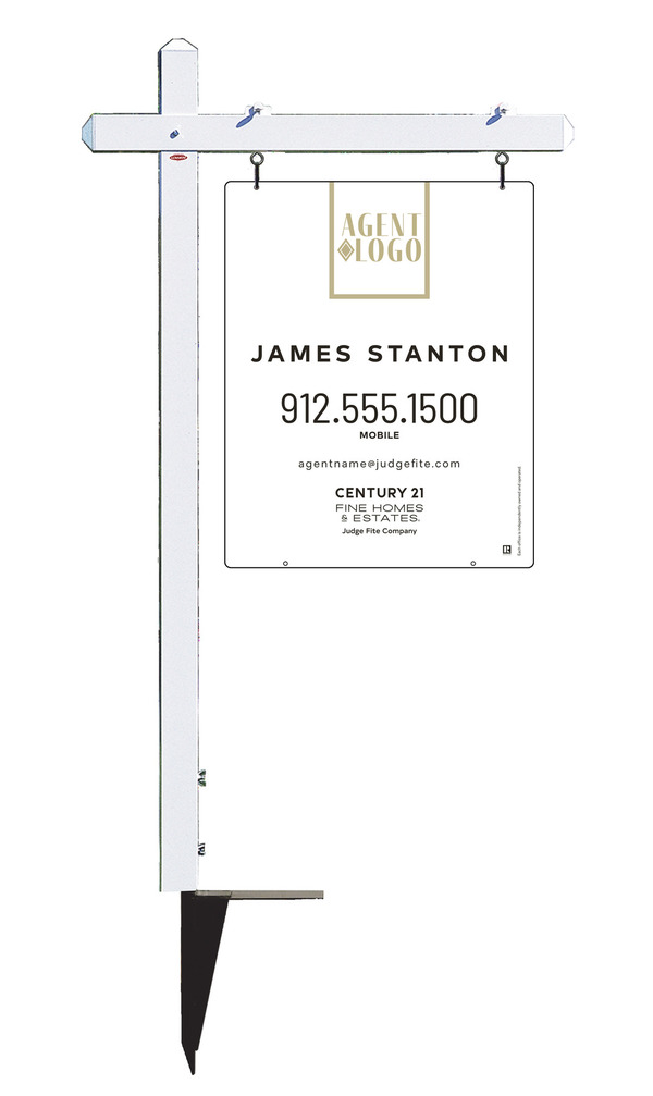 Sign Post and Reflective Agent w Logo Sign Panel Unit, 30h x 24w