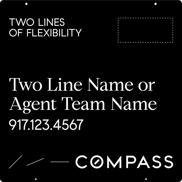 Hanging 2 Line Agent Name Sign Panel, 24h x 24w, Steel - Horizontal Logo