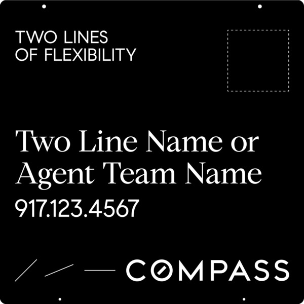 Hanging 2 Line Agent Name Sign Panel, 24h x 24w, Steel - Vertical Logo