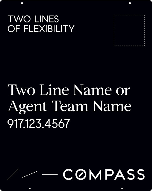 Hanging 2 Line Agent Name Sign Panel, 30h x 24w, Steel - Vertical Logo