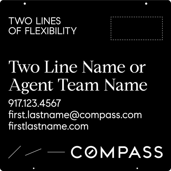 Hanging 2 Line Agent Name Sign Panel, 24h x 24w, Steel - Horizontal Logo